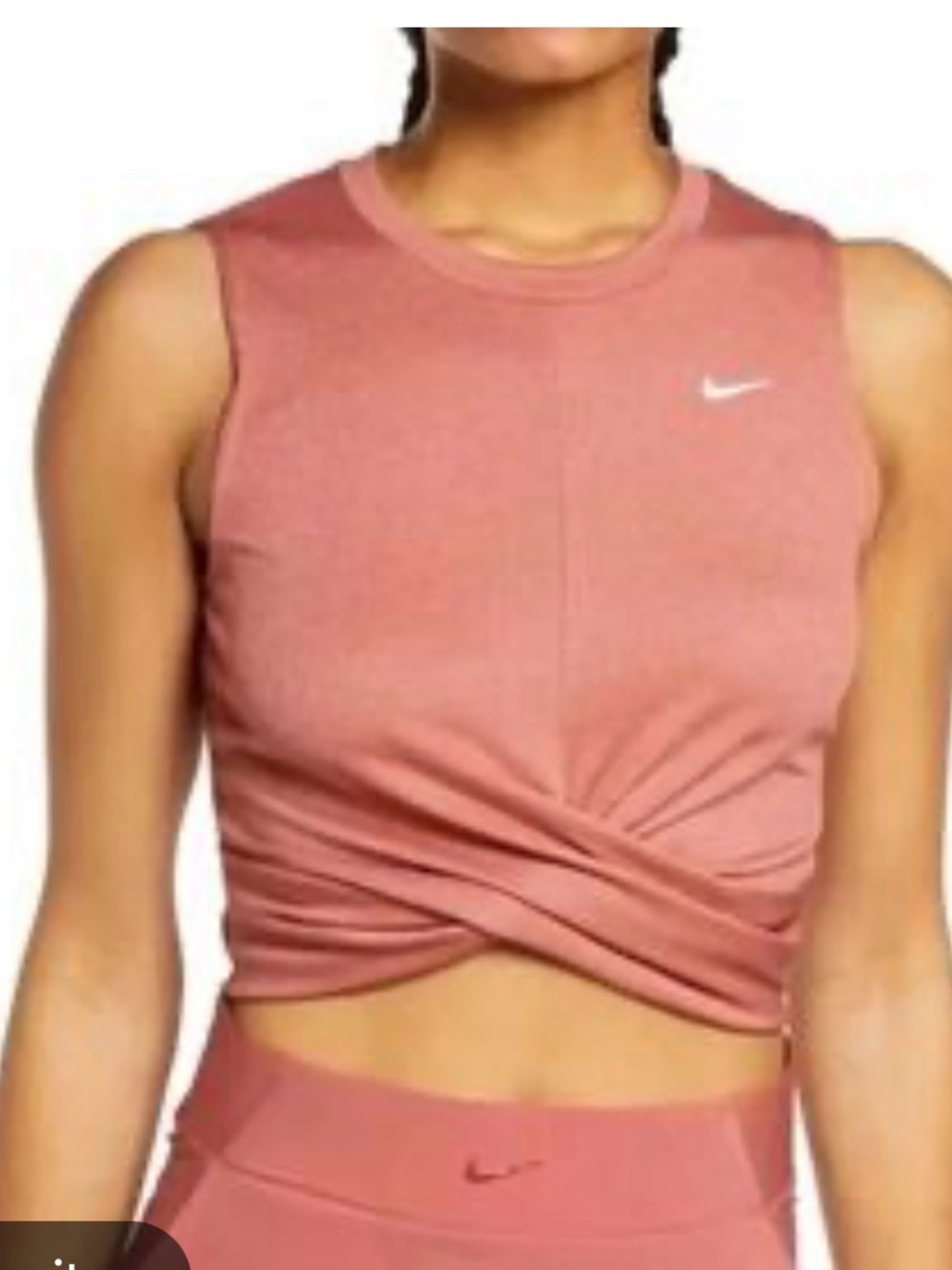 Nike Coral Rose Muscle Tank Crop Front Twist Tank sz M